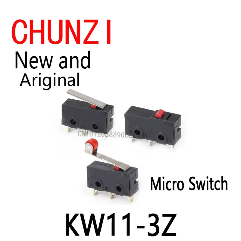 10pcs Micro Switch 3Pin NO/NC Mini Limit Switch Roller Arc Lever Snap Action Push Micro Switches Ibuw 5A 250VAC KW11-3Z