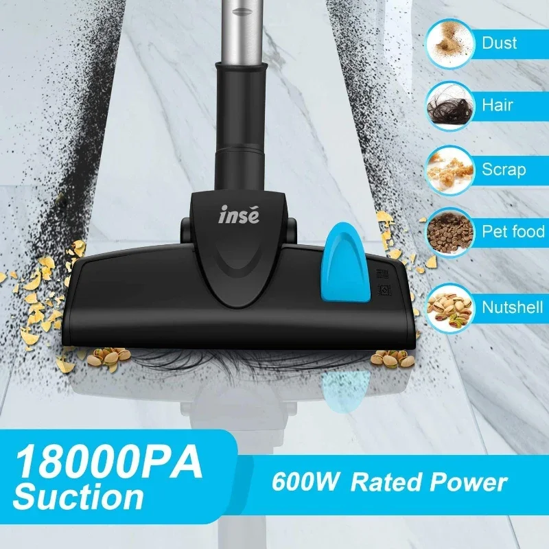 Aspirador de pó com fio inse i5 18kpa poderosa sucção 600w vara do motor handheld aspirador de pó para casa pet tapete cabelo