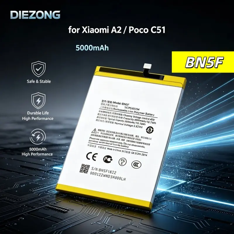5000mAh Large-capacity BN5F Is Suitable for Xiaomi Redmi A2/Poco C51 New Mobile Phone Battery, Safe, Durable and Stable