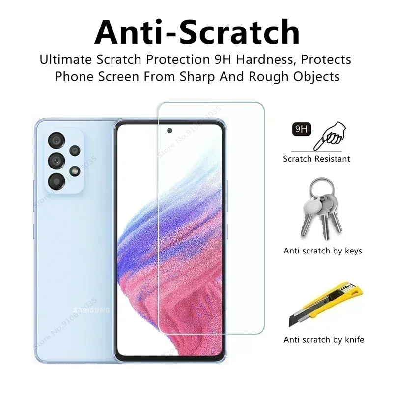 4 IN 1 HD Glass For Samsung Galaxy A53 A54 A55 5G A33 A73 A31 A51 A23 A24 A12 A32 A52 A13 A15 A25 A35 Screen Lens Protector Film