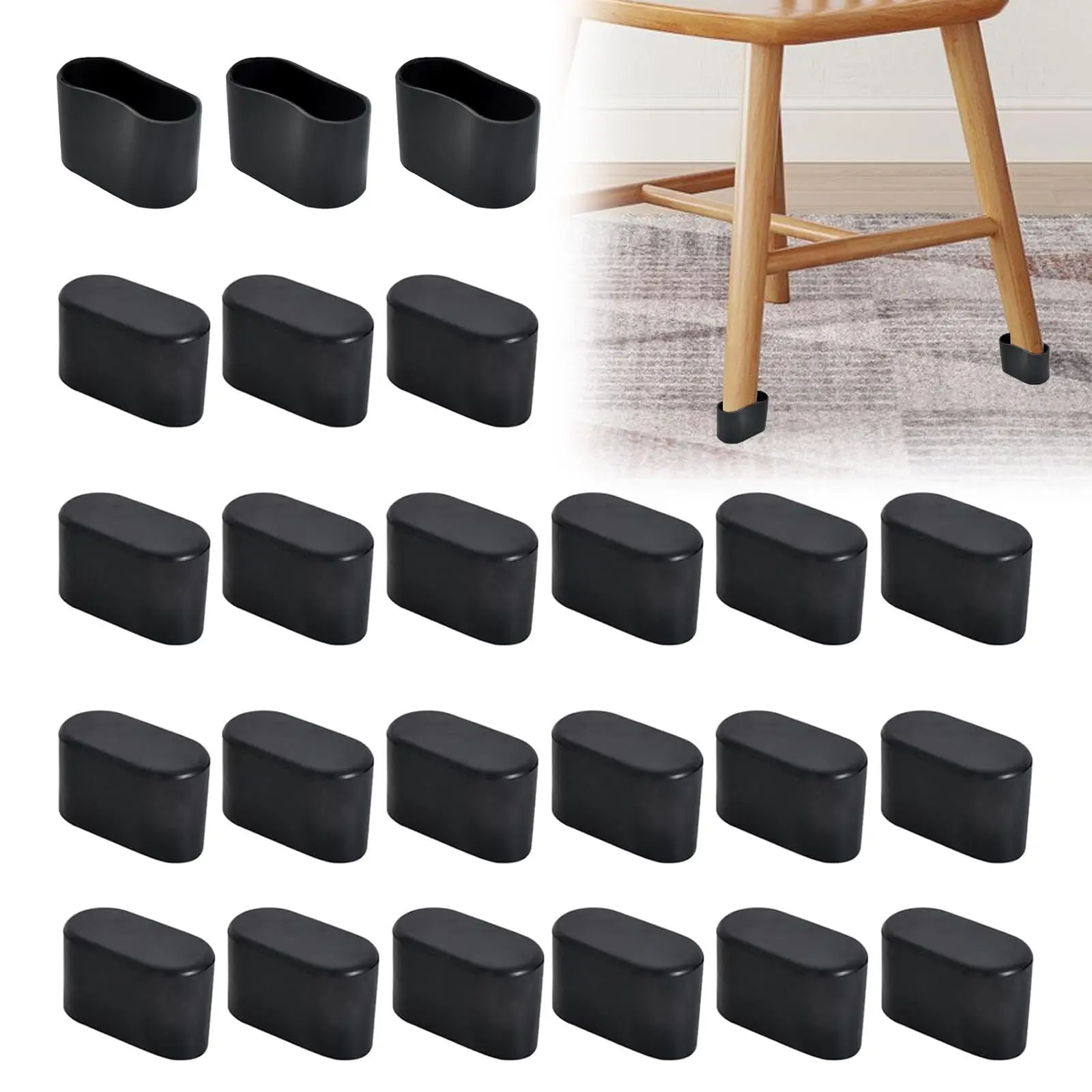 24 шт./компл. защитные колпачки оптимальный пол и шумоподавление с прочной и простой сборкой для использования в помещении черный 20X40 мм