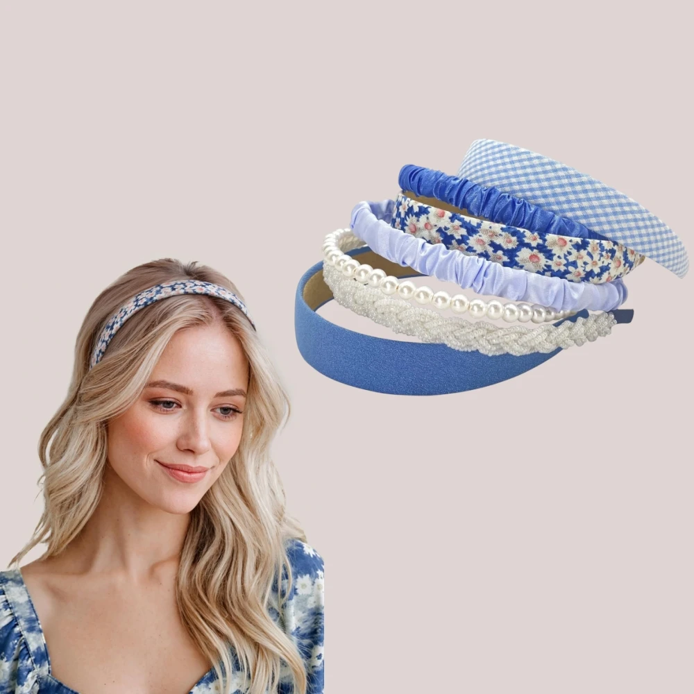 

7Pcs Sweet Headbands for Women, Flower & Pearl Design, Cute Style Hair Band Set, Gift for Hair Accessories