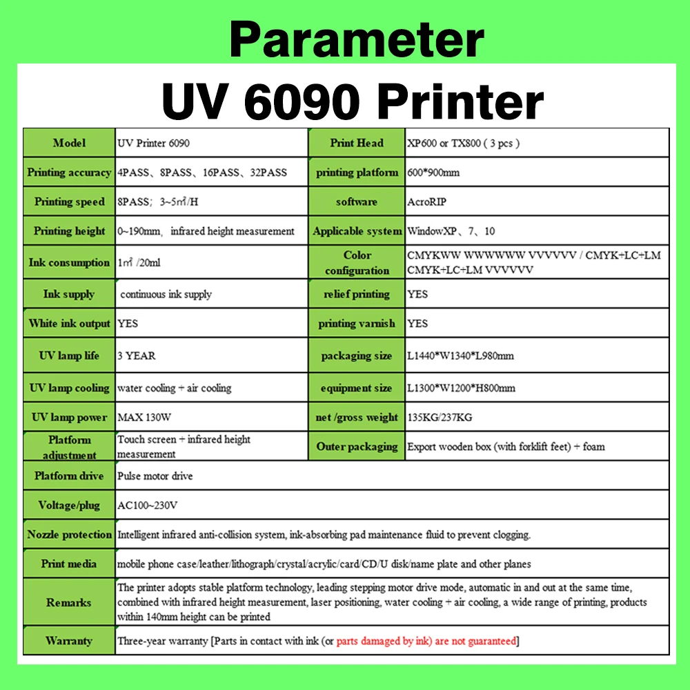 ACHI A1 6090 UV Printer Varnish UV Printer LED Flatbed Printer Automatic for Bott Wood T-shirt Metal Printing XP600/TX800 Head