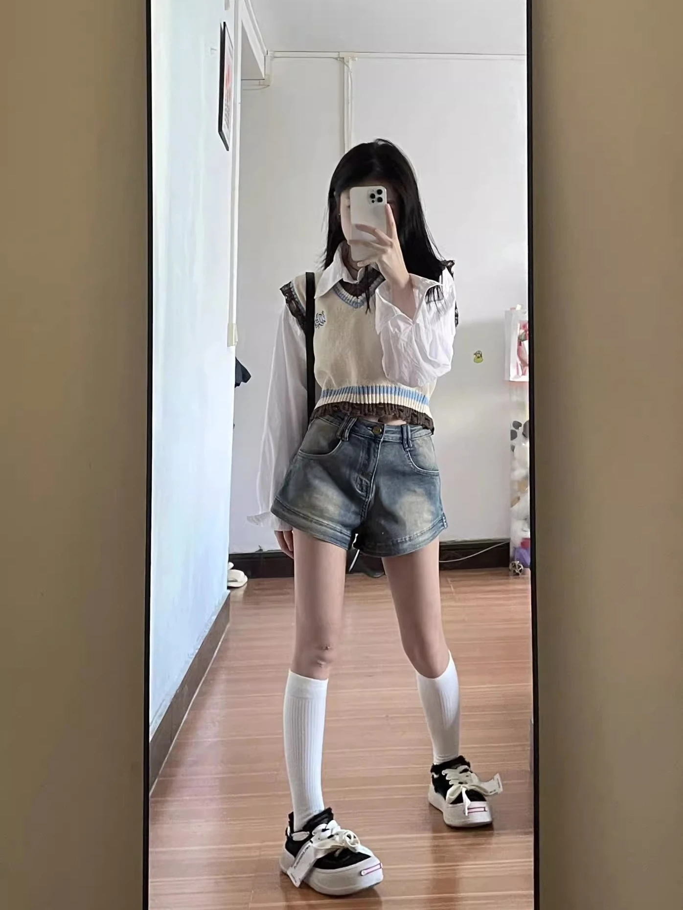 

High Waist A-Line Denim Shorts Women Summer New Style Hot Girl plus Size Meat Concealing Slimming Butt Shorts Cotton Stretch