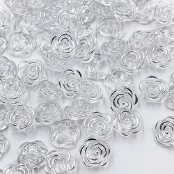 50/100pcs Silver Rose Pattern Clothes DIY Resin Buttons Sewing Scrapbooking PT383