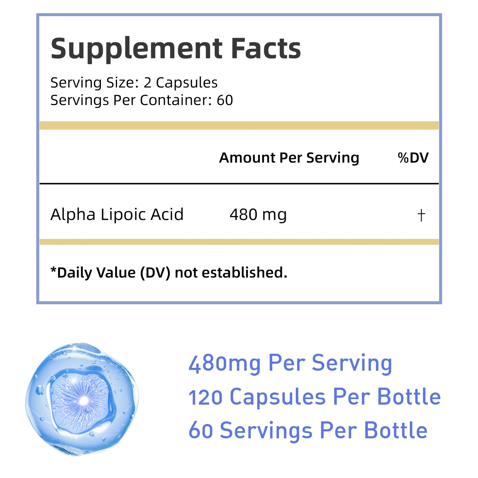 Alpha Lipoic Acid - Boosts Nervous System, Energy Production, Skin Health, Metabolism