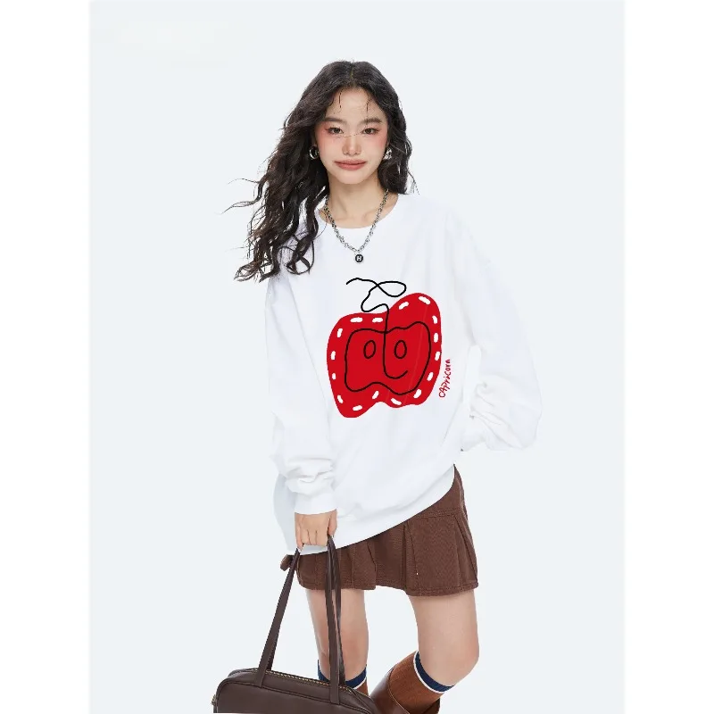 

New Christmas Eve Fun Apple 3D Printed Hoodie Warm Single Side Velvet Top Trendy Couple Style
