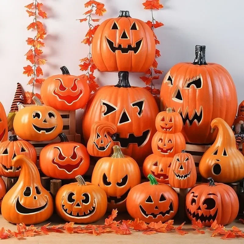 Halloween pumpkin lantern ornament shopping mall theme decoration luminous pile head door outdoor scene arrangement