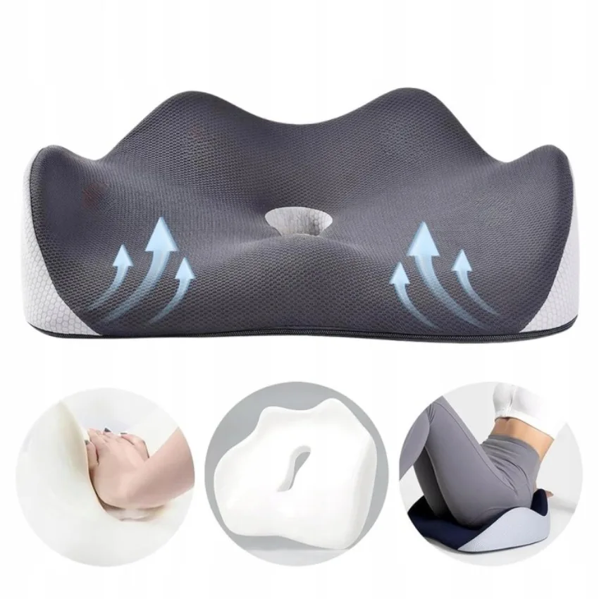 Sitzkissen Orthopädisches Sitzkissen Bürostuhl Ergonomisches Entlastungskissen für Steißbein, Ischias, Hüfte aus Memory-Schaum für Rollstuhl, Auto, Flugzeug, ganztägiger Komfort, Steißbeinkissen