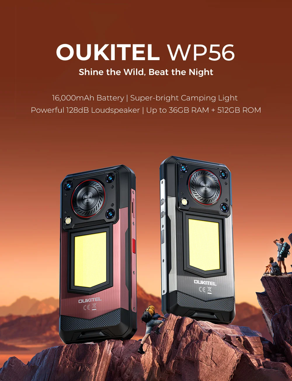 OUKITEL WP56 36GB(12+24)+512GB 5G 16000mAh 45W Schnellladung 6,8“ FHD 120Hz 128dB Lautsprecher 108MP Android 15 Mobiltelefon – Detail 1
