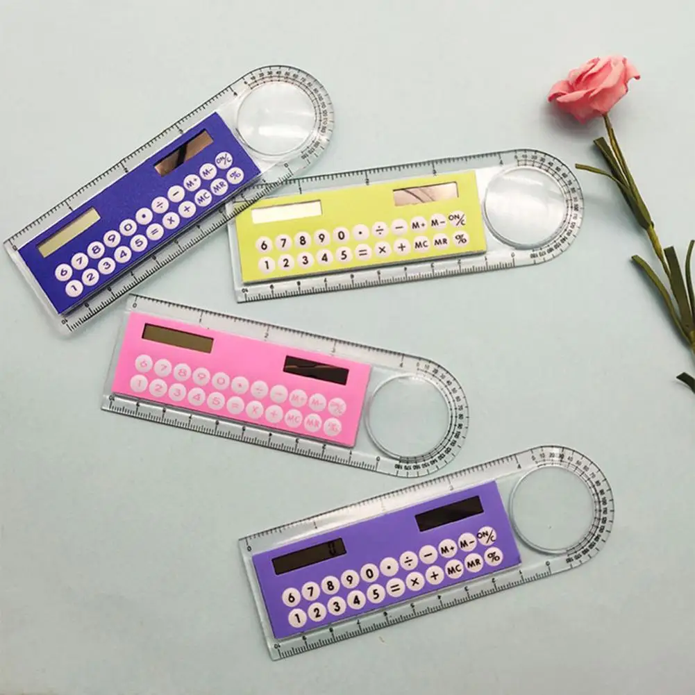 Solar Heerser Lichtgewicht Solar Heerser Rekenmachine Briefpapier Duidelijke Nummer Creatieve 3 In 1 10Cm Lengte Solar Card Heerser