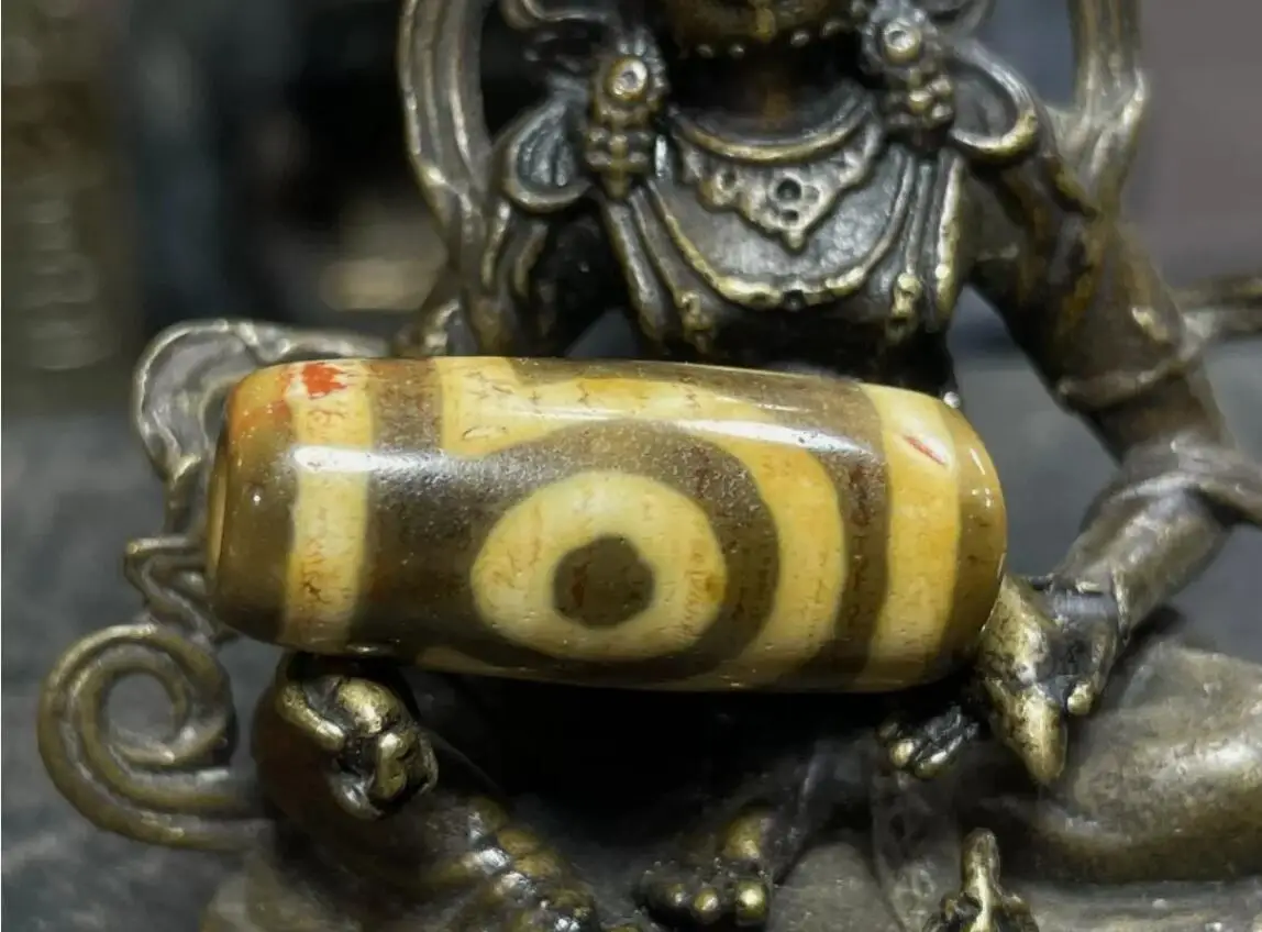 Tibetan Nepalese Himalayan Ancient agate Old Dzi Talisman 2 eye Beads Amulet