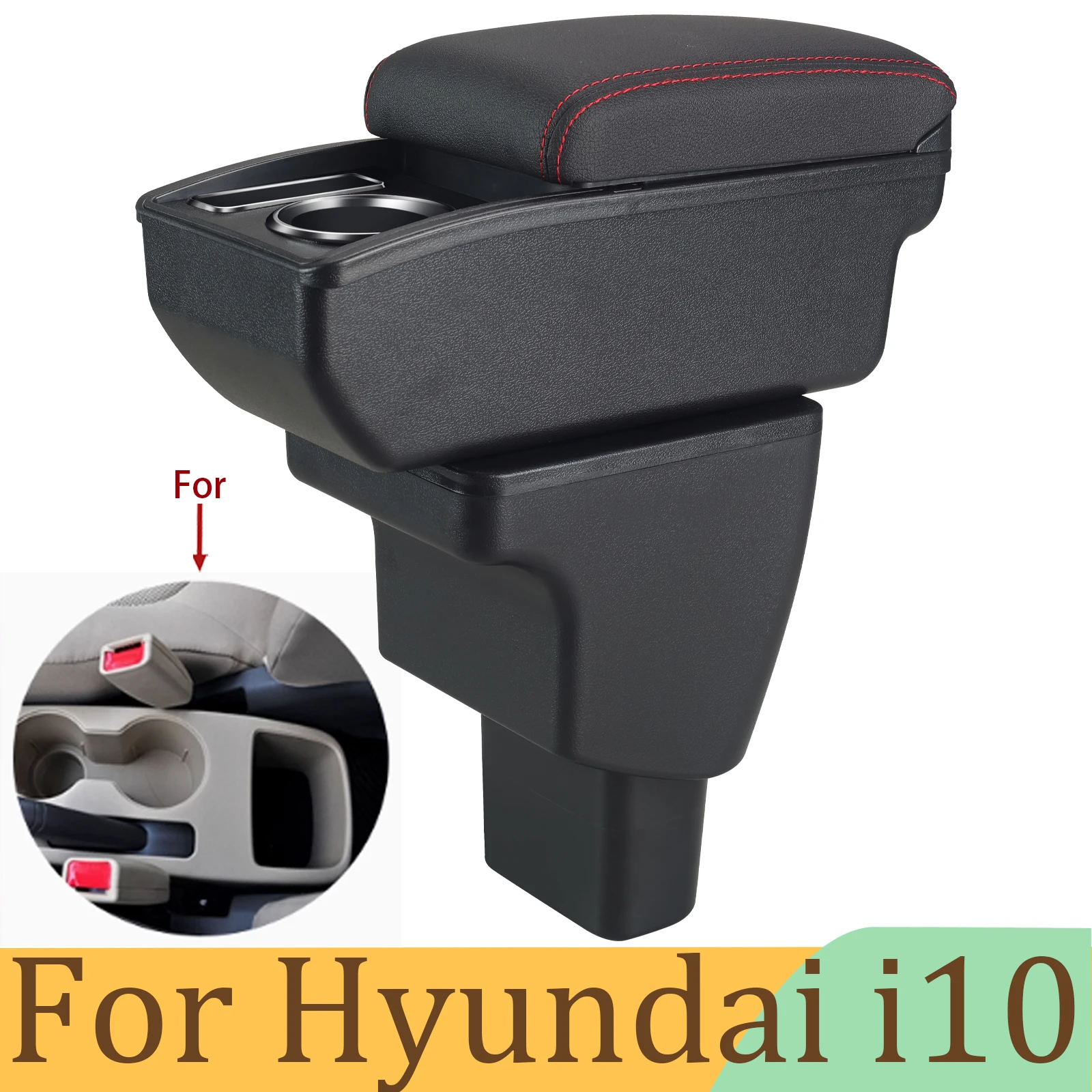 For Hyundai I10 Armrest Box for Hyundai I10 Car Armrest Central Storage Box Interior Dedicated Retrofit Parts Car Accessories