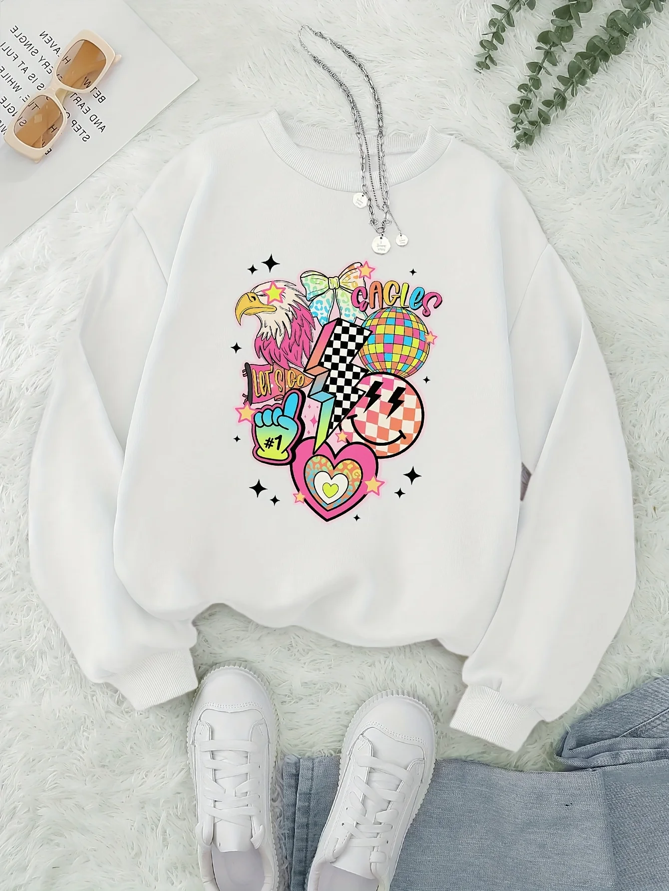 

College Mascot Graphic Printing Autumn and Winter Cotton Men's and Women's Sweatshirts Outdoor Sports Leisure Fashion Trend