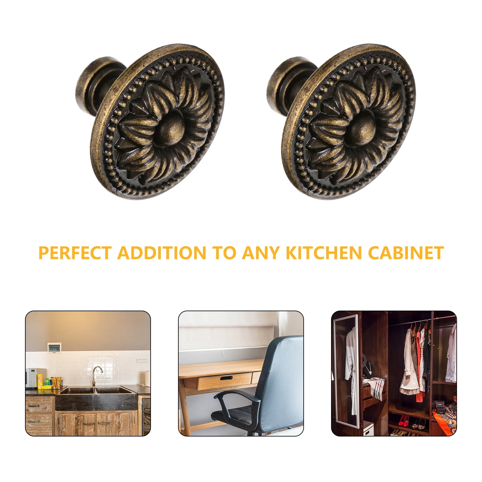 

4Pcs Bronze Simple Round Cabinet Handles Vintage Style Door Knobs for Drawer Wardrobe Furniture Kitchen Cupboard