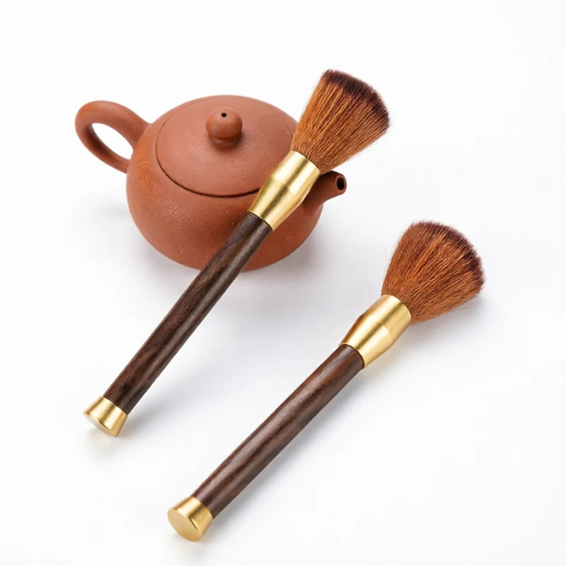 Tea Cleaning Brush Natural Soft Boar Bristle Ebony Handle Kung Fu Tea Ceremony Tool For Teapot Tea Tray Tea Room Accessory
