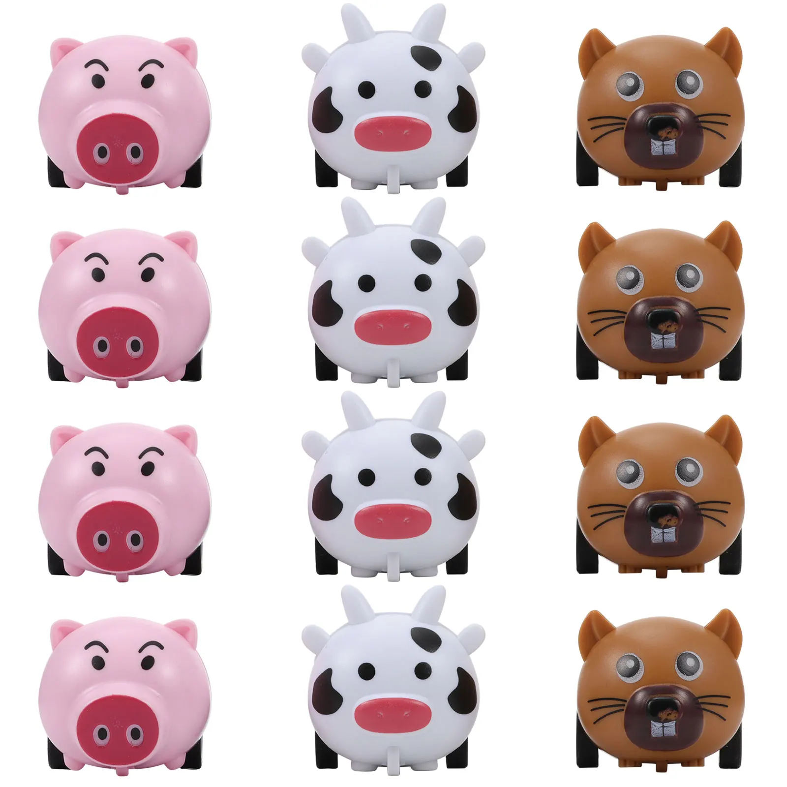 12-teiliges Mini-Tier-Pull-Back-Auto, Spielzeug für Kinder, Modell, kognitive Fähigkeiten, Verbesserung der Autos, Kunststoff, spielende Kinder