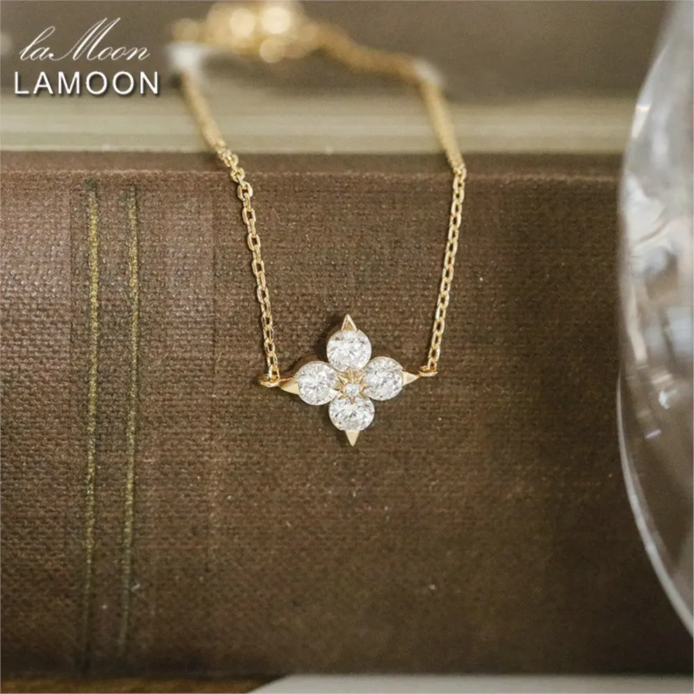 

LAMOON Lucky браслет из стерлингового серебра 925 пробы с покрытием из 14-каратного золота с четырьмя листами клевера для женщин изысканный простой элегантный ювелирный подарок