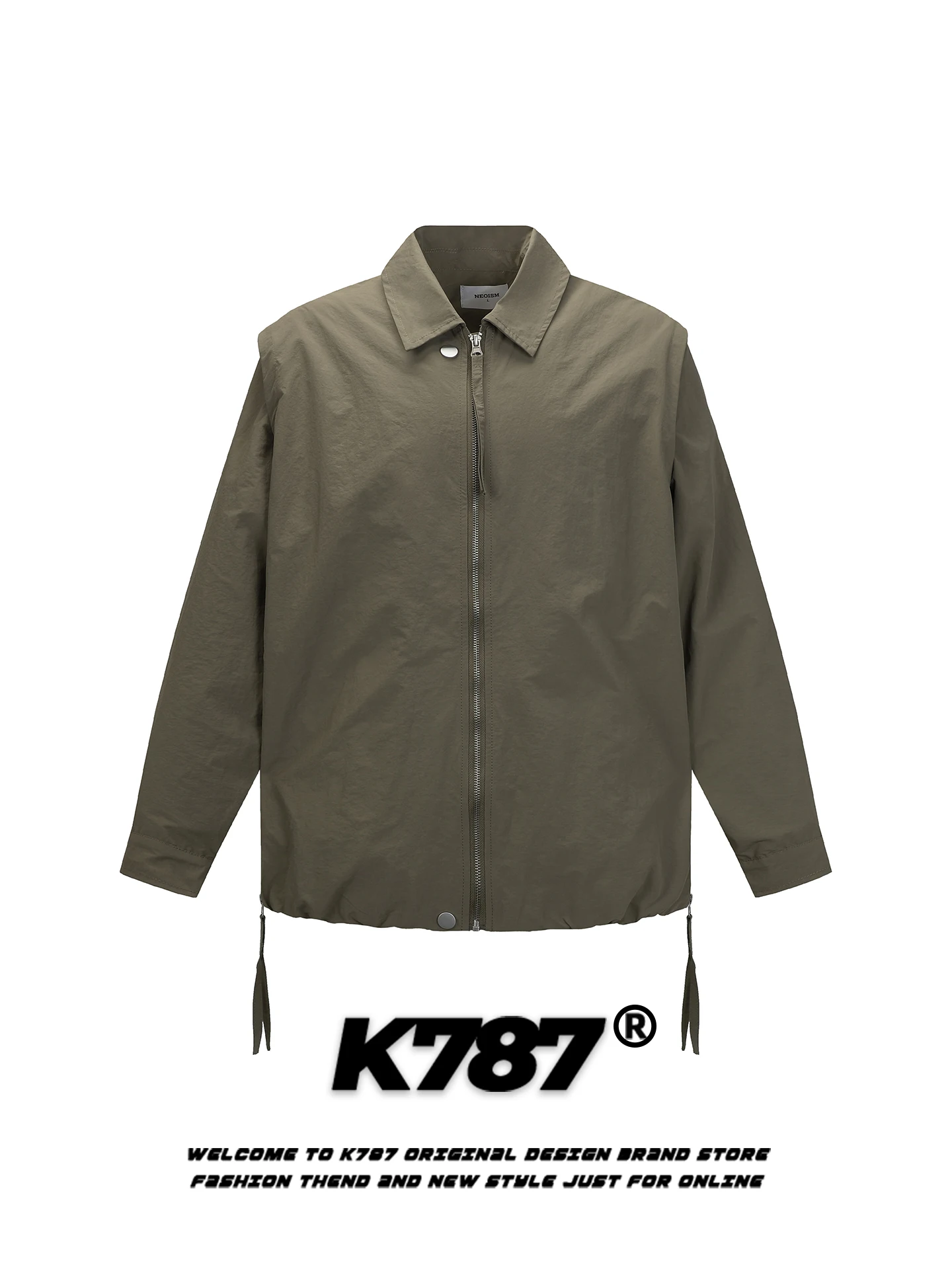 

American Retro Loose Fit Zipper Jaet Pure Color Stand Collar Workwear for Men And Women Casual Slimming Couple Outerwear