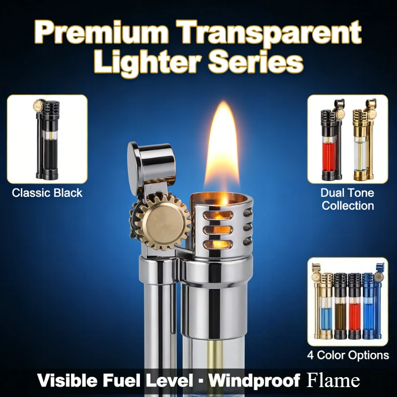 Zorro Retro Lighter - Windproof with Transparent Fuel Tank, Visible Oil Volume & Personalized Old-fashioned Smoking Accessory