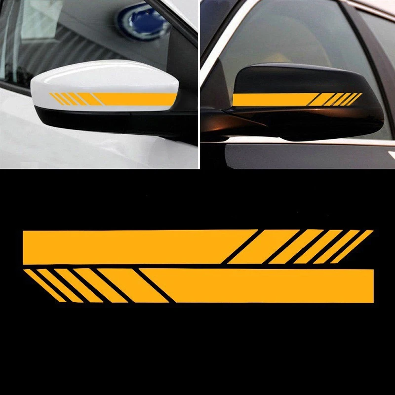 2Pcs Universal Auto Car Sticker Non Fading Fashion Color Stripe Car Sticker Racing Strips Side Rear View Mirror Decor Decal
