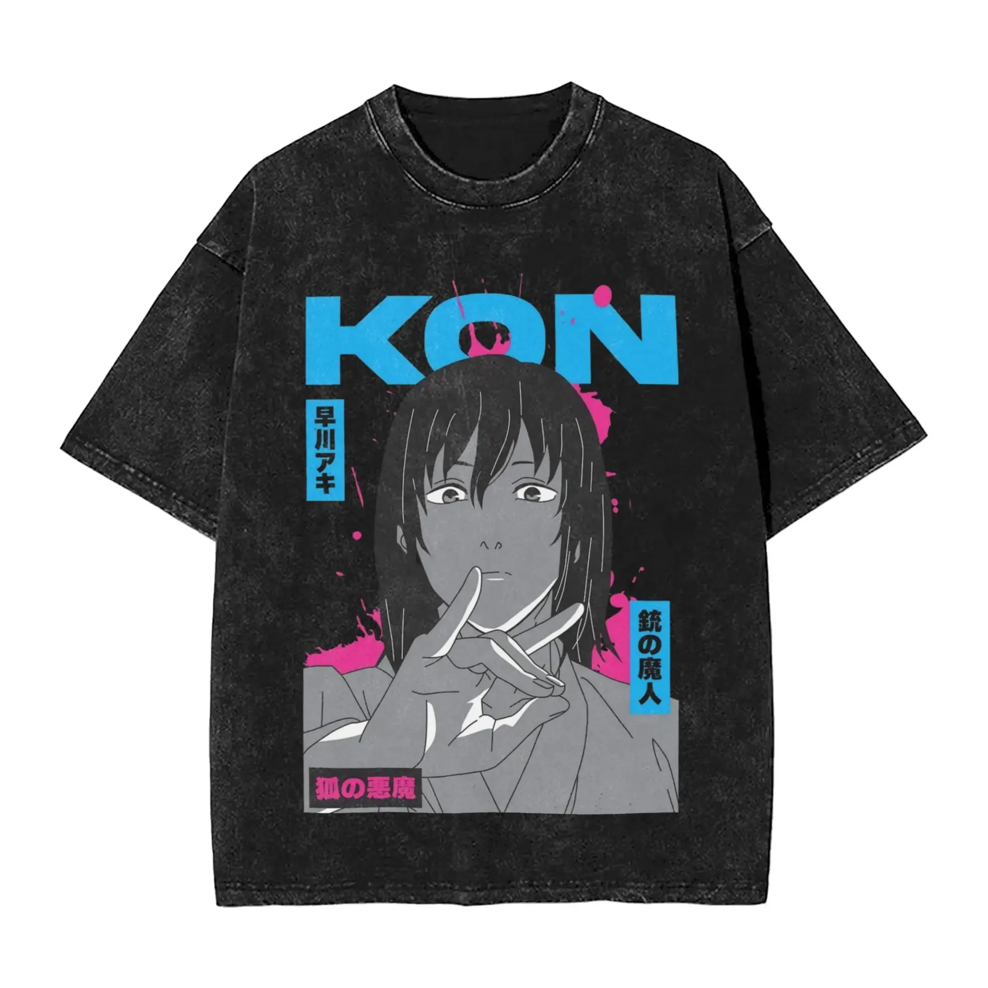 Makima Chainsaw Man Printed T-shirt Men Women Clothing Oversized Casual T Shirts Gothic Vintage Washed Pure Cotton Tees Tops