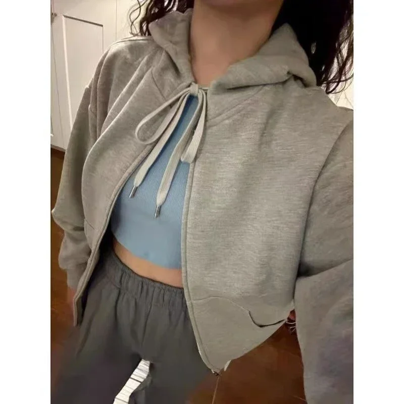 

al Hoodie Short Jacket Yoga Full Zipper Jacket Comfortable Outdoor Sports Fitness Jogging Loose And Casual For Women