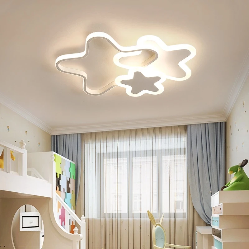 Led Ceiling Lamp for Children's Girls Room Bedroom Study Cloud Ceiling Light Heart Shape Pink Child Kid Star Chandelier Lighting