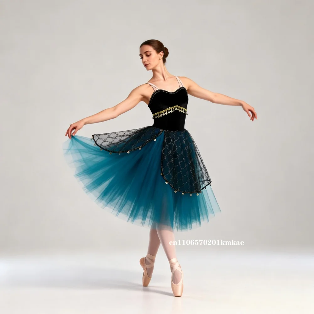 Ballet Skirt Children's Customized Competition Dress Green Professional Edition Dress Adult Ballet Performance Dress