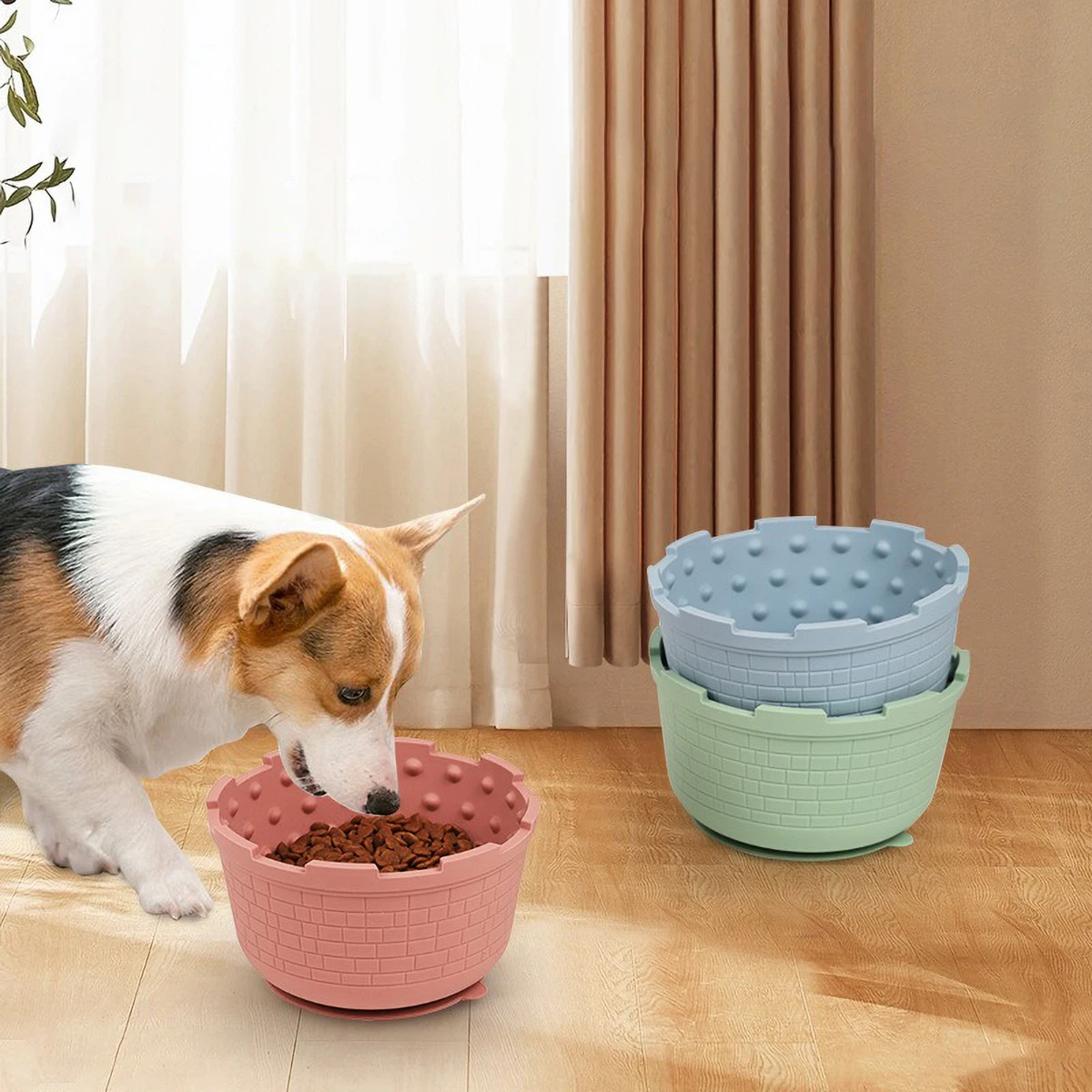 Food-Grade Silicone Slow Feeder Dog Bowl with 2-in-1 Design And Anti-Slip Bottom to Aid Digestion And Prevent Rapid Eating