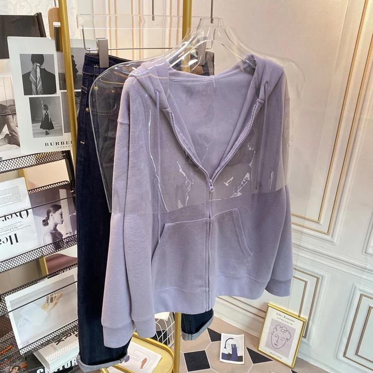 

Женский кардиган на молнии больших размеров, свободного кроя, весна-осень, новая тонкая толстовка-куртка в корейском стиле, повседневная, удобная