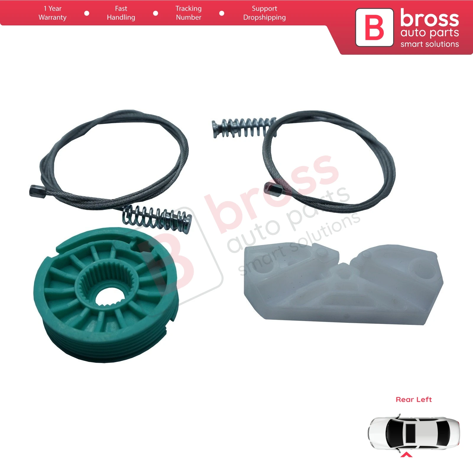 Kit de reparo do regulador de janela elétrica, quarto traseiro esquerdo para Mercedes CLK MK2 W209 C209 A209 2002-2009 2 portas A2096700103, BWR1119