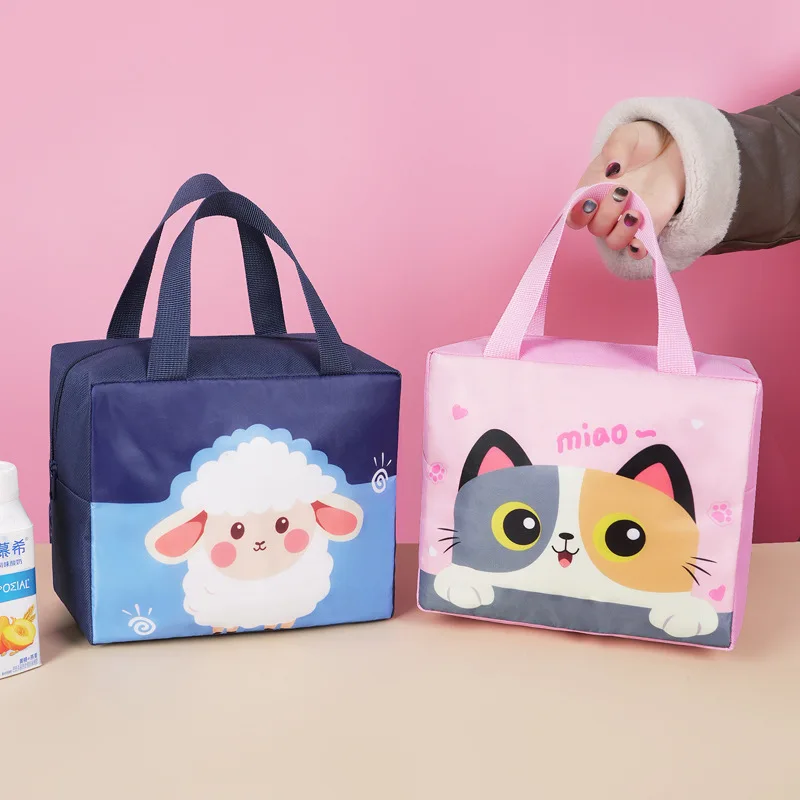 1pc Cartoon lunch box bags, square bento bags, thickened aluminum foil meal bags, fresh-keeping and heat-insulating bags