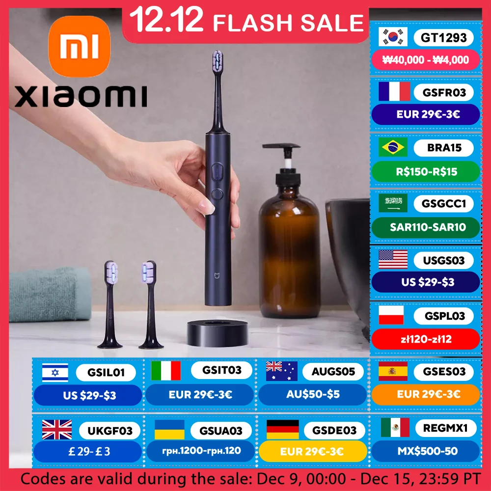 XIAOMI MIJIA T700 Sonic Electric Toothbrush Ultrasonic Vibration Teeth Whitening Oral Clean Brush Smart APP Electric Tooth Brush