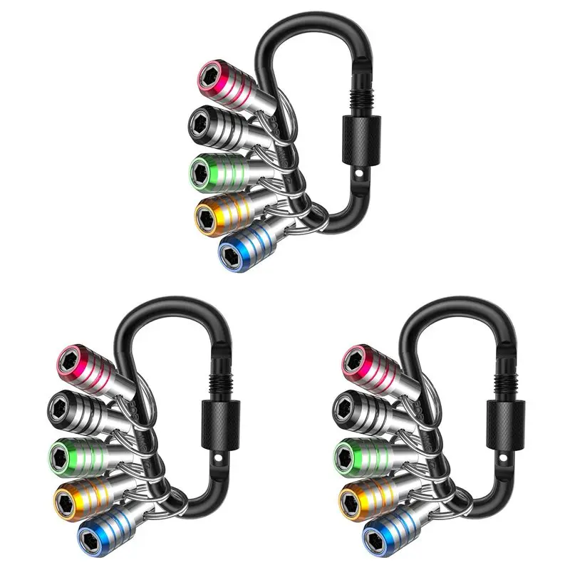 

ABRB-Bit Holder Keychain, 15Pcs 1/4 Hex Shank Impact Drill Bit Keychain Quick Change Connect Holder Drill Screw Adapter