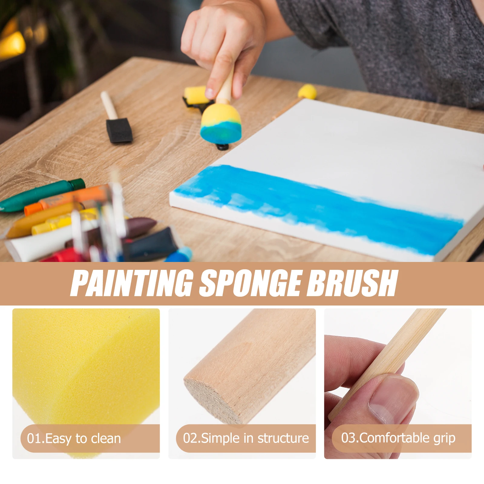 

20pcs Brushes For Kids Stampers Painting Sponge Drawing Graffiti Sponge Brush Art Craft Watercolor Oil Acrylic Painting Durable