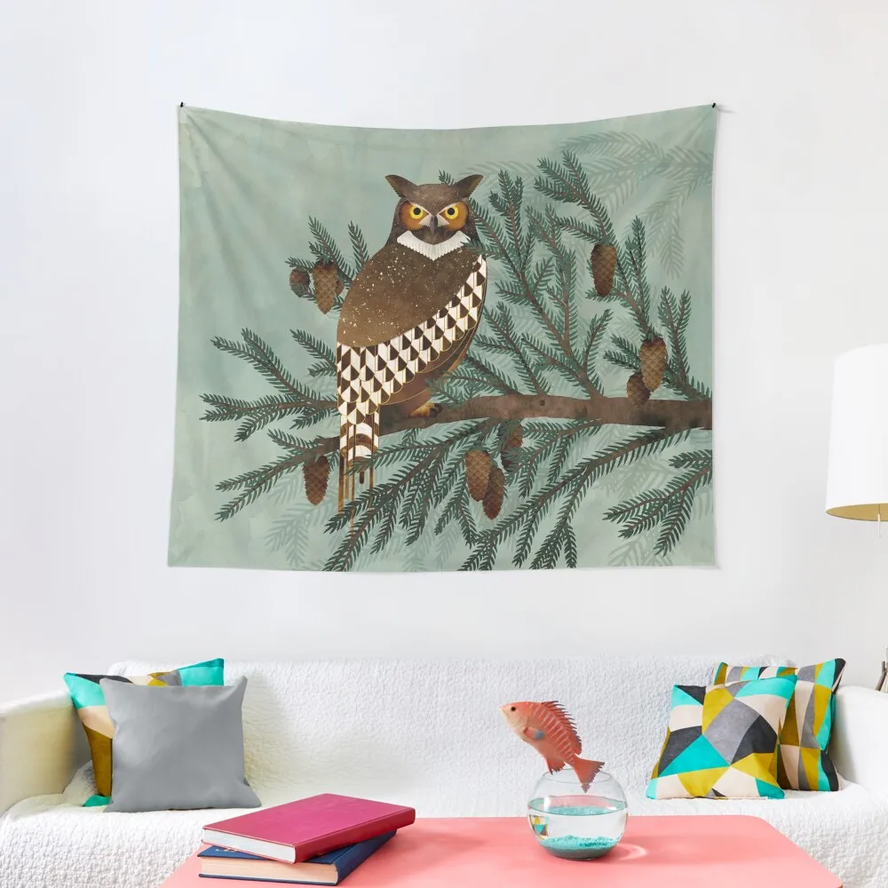 

Owl & Pines Tapestry Kawaii Room Decor Room Decor Cute Tapestry