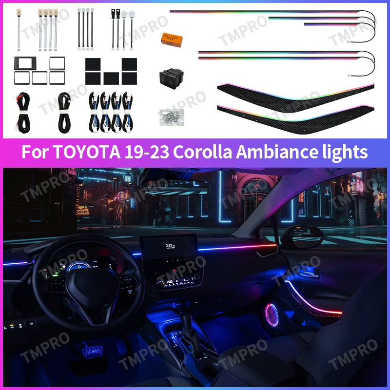 

Applicable for 2019-2023 Toyota Corolla Car Ambient Lights Automotive Interior Decoration64 Colors LED Safety assistance systems