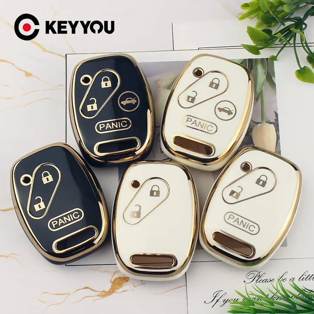 KEYYOU TPU Car Remote Key Case For Honda Accord Civic CRV CR-V Pilot Insight Ridgeline 2/3/4 Button Key Holder Cover Accessories
