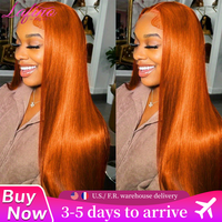 36 Inch Orange Ginger Lace Front Wigs Human Hair For Women Straight 13x4 13x6 Lace Frontal Wig 350 Colored Pre Plucked Peruvian