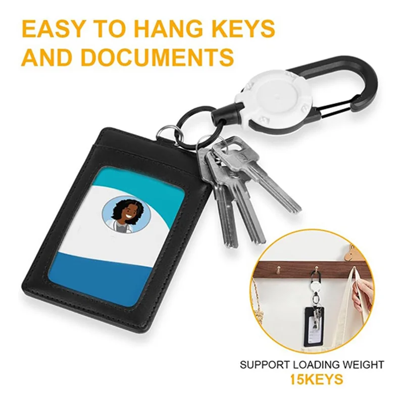 4Pcs Heavy Duty Retractable Keychain Retractable Badge Holder Retractable ID Badge Reel Heavy Duty Reel Clips (White)