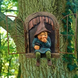 Naughty Garden Gnome Standbeeld Elf Out The Door Tree Hugger Home Yard Decor