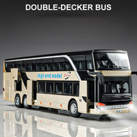 1:30 Business Long Distance Double Decker Bus Alloy Die Cast Metal Model Bus Children's Educational Simulation Toy Holiday Gifts