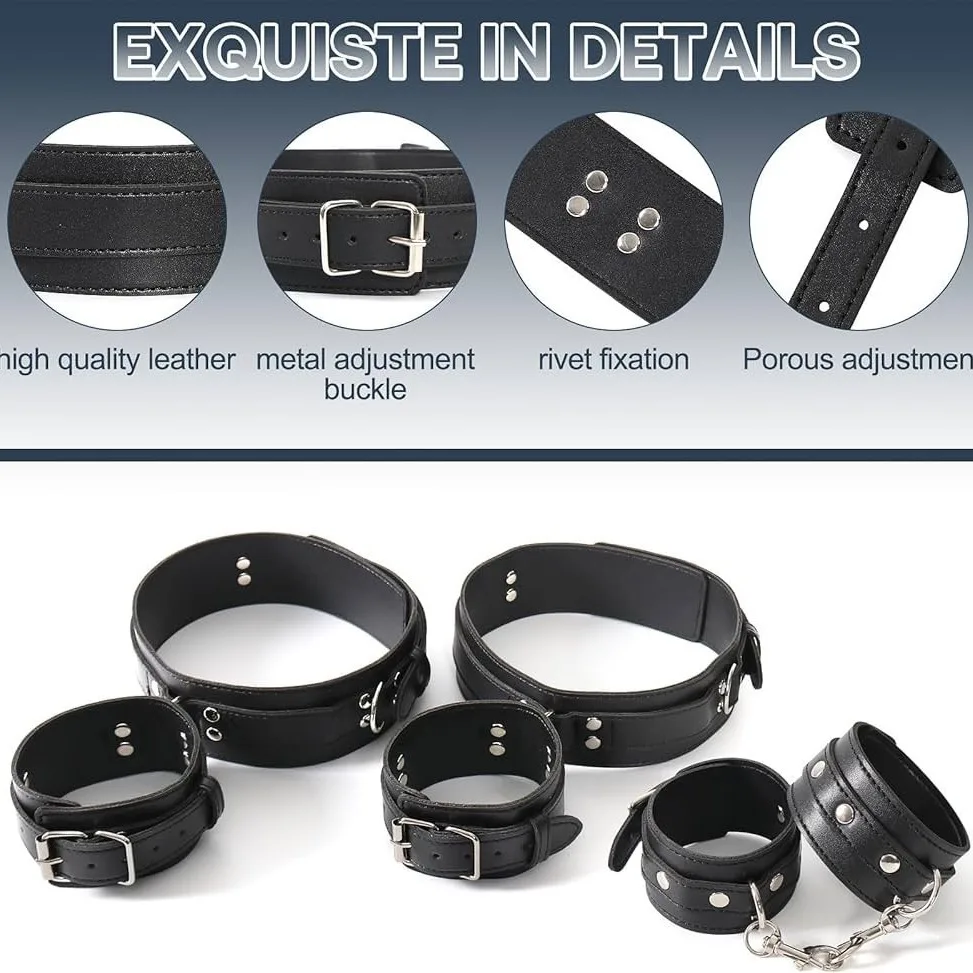 Handcuff Toys Adult Sex Couple BDSM Set PU Leather Erotic Harness Backhandcuff Ankle Cuffs SM Slave Bondage Fetish Kit Set Toys