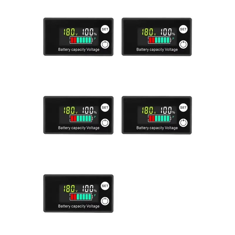 TKOH-5X Battery Voltmeter DC 8-100V Capacity Indicator Power Meter Lithium Lifepo4 Lead-Acid Cell 12V 24V 48V LCD Screen D