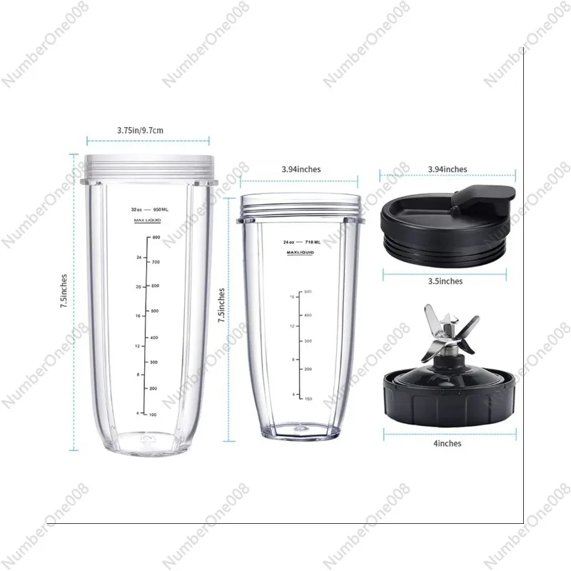 Adapted To Ninja,32Oz&24Oz Cup and With Lids,7 Fins Extractor Blade,for BL480-30 BL483-30