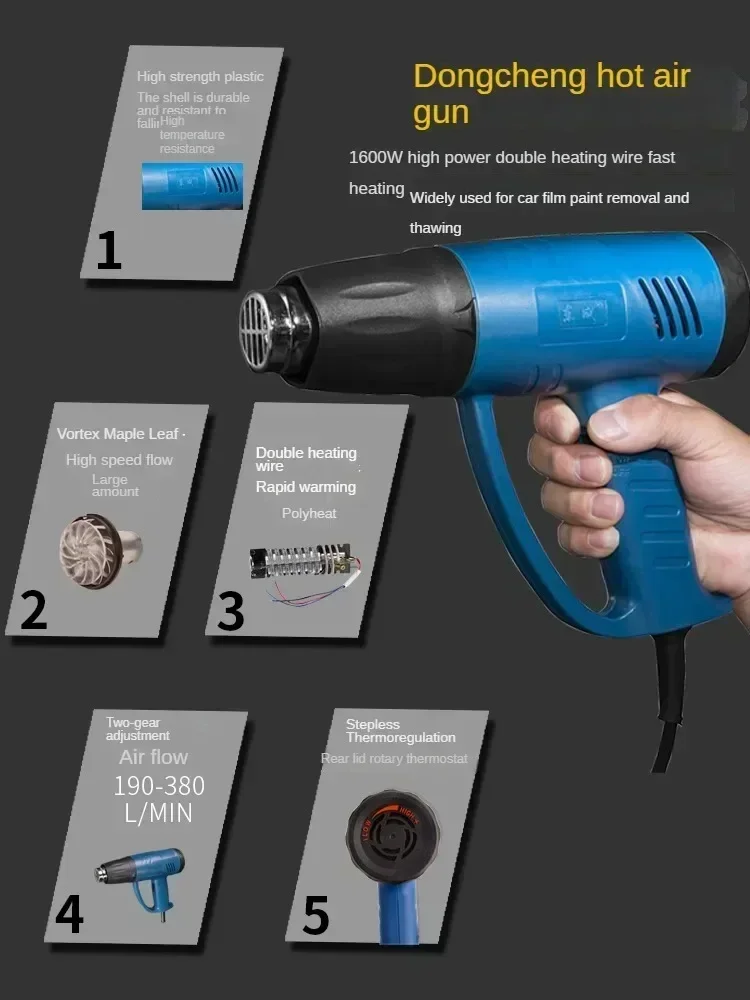 220V Eastman High Power Mini Adjustable Temperature Electric Heat Gun for Car Film Beauty Seam Display and Hot Air Gun