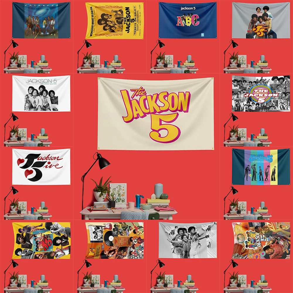 

Jackson 5 Pop Music Flag 3x5 FT 90x150cm Polyester Decorative Banner Tapestry For Music Fans Bedroom Wall Decoration