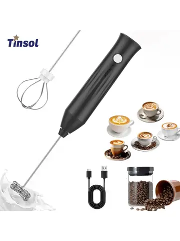 TINSOL Mini Electric Milk Frother Handheld Wireless Milk Frother USB Rechargeable Coffee Stirrer Electric Hand Mixer, Egg Beater
