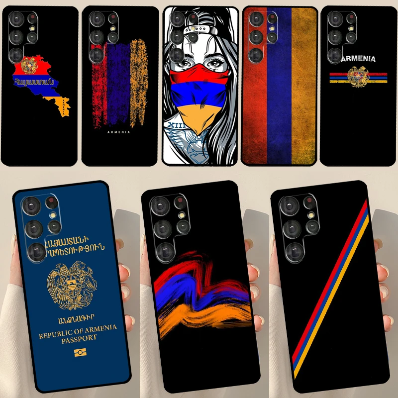 Armenia Armenian Flag Phone Case For Samsung Galaxy S23 S21 S22 Ultra S8 S9 S10 Note 10 Plus S20 FE Cover Funda